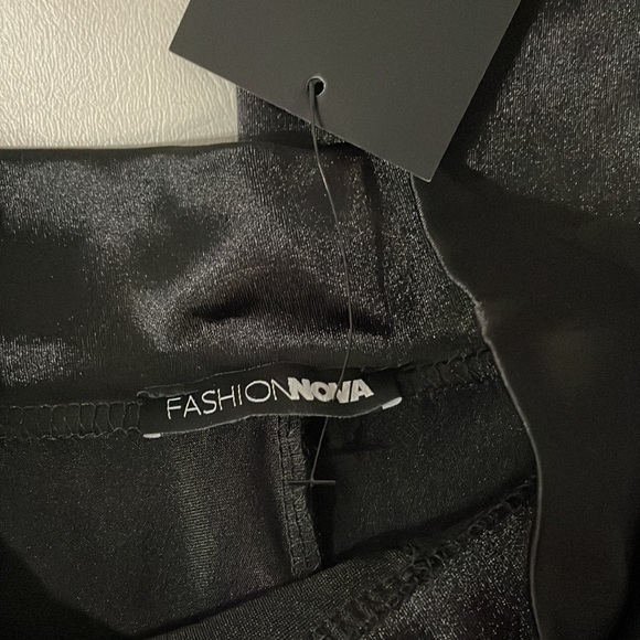 NWT Black Fashion nova make a wish flare stretch satin effect pants - Picture 5 of 7